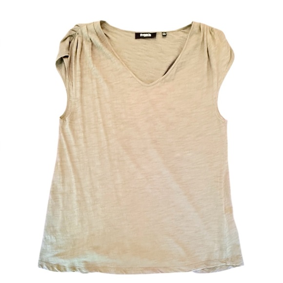 Saks Fifth Avenue Tops - Saks Fifth Avenue 100% Cotton Pleated Sleeveless Olive Green Blouse Large